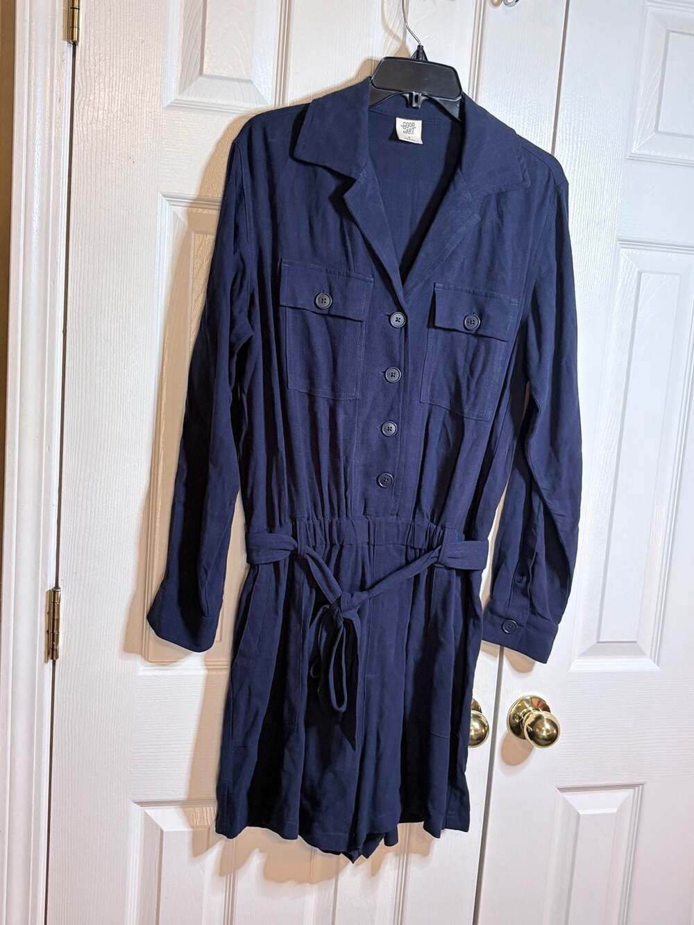 Good Hart Navy Cargo Romper with Tie Belt #1144 - Picture 4 of 8